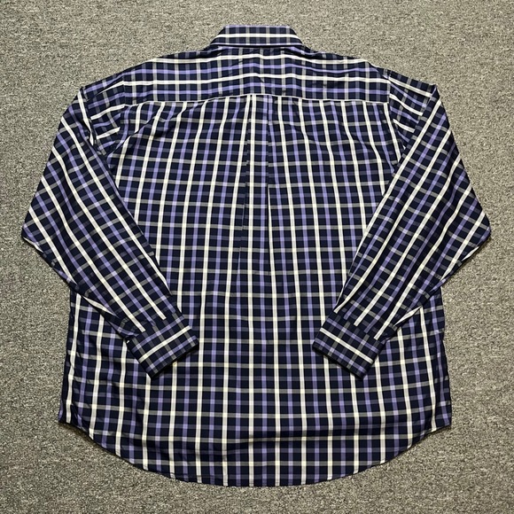 Peter Millar Mens XL Purple Plaid Button Shirt Long‎ Sleeve Cotton Silk Blend - Picture 3 of 8